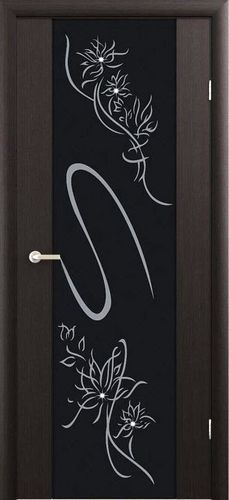 Дверь ПО Стиль Венге, триплекс черное художественный рисунок и стразы с двух сторон